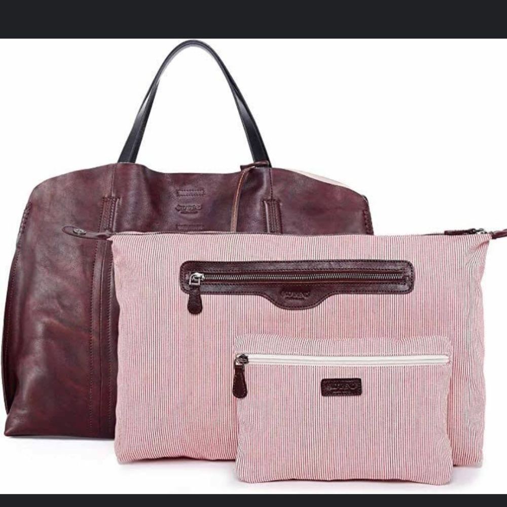 Old Trend Forest Island Leather Tote Bag Color Rusty Red NWT - Picture 2 of 10